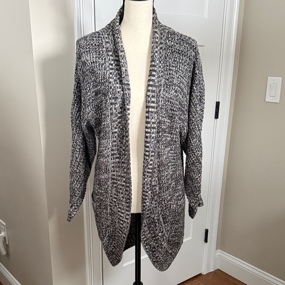 Pink Rose Black and White Knit Cardigan